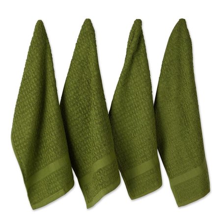 FASTFOOD 15 x 26 in. Solid Antique Green Waffle Terry Dishtowel FA2568249